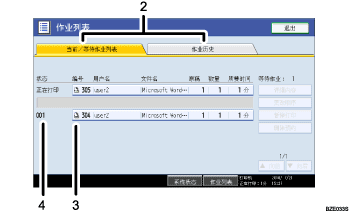 已编号的操作面板屏幕插图